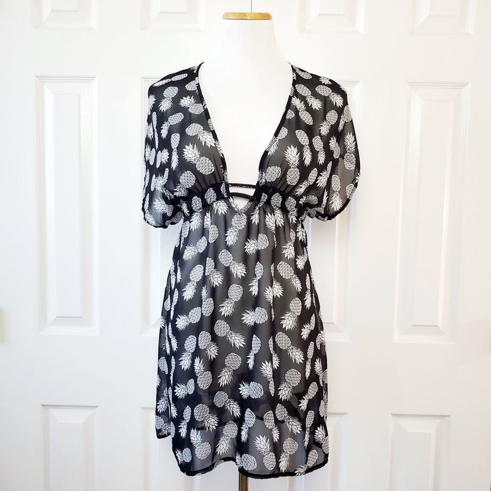 Miken Chiffon Pineapple Swim Cover Up - Picture 2 of 5
